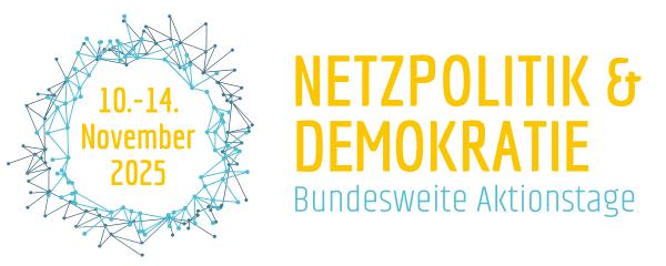 Logo Aktionstage Netzpolitik Querformat mit Datum 2025 weisser hintergrund